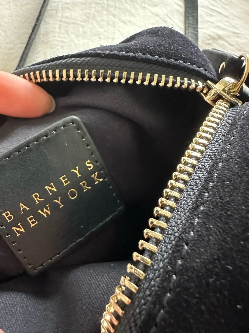Navy blue Suede Crossbody Bag with Tassel